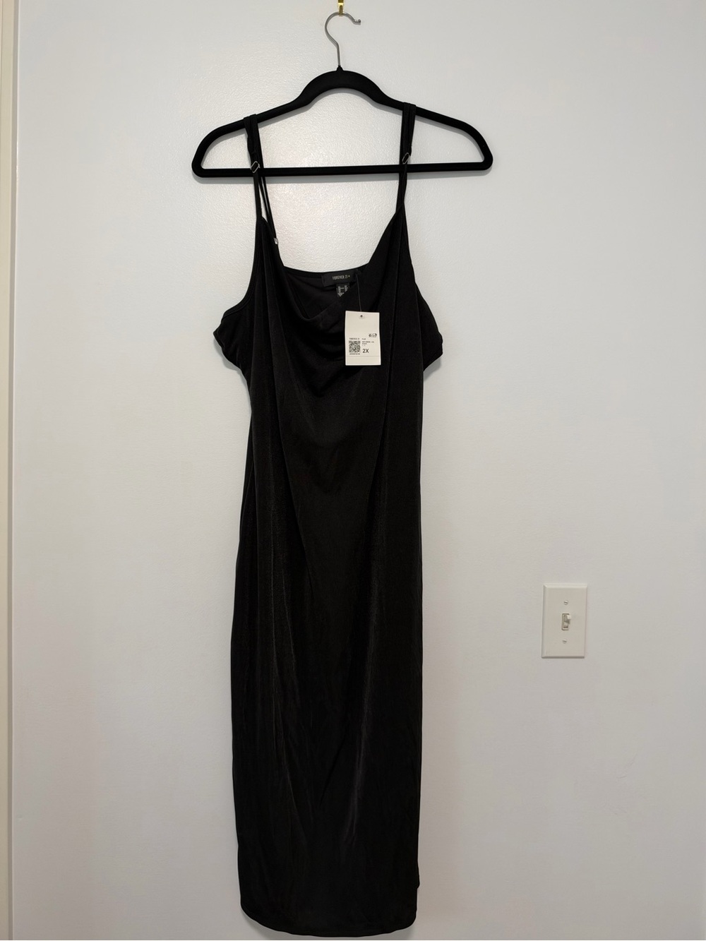 Forever 21 Black Slip Midi Dress with Adjustable Straps